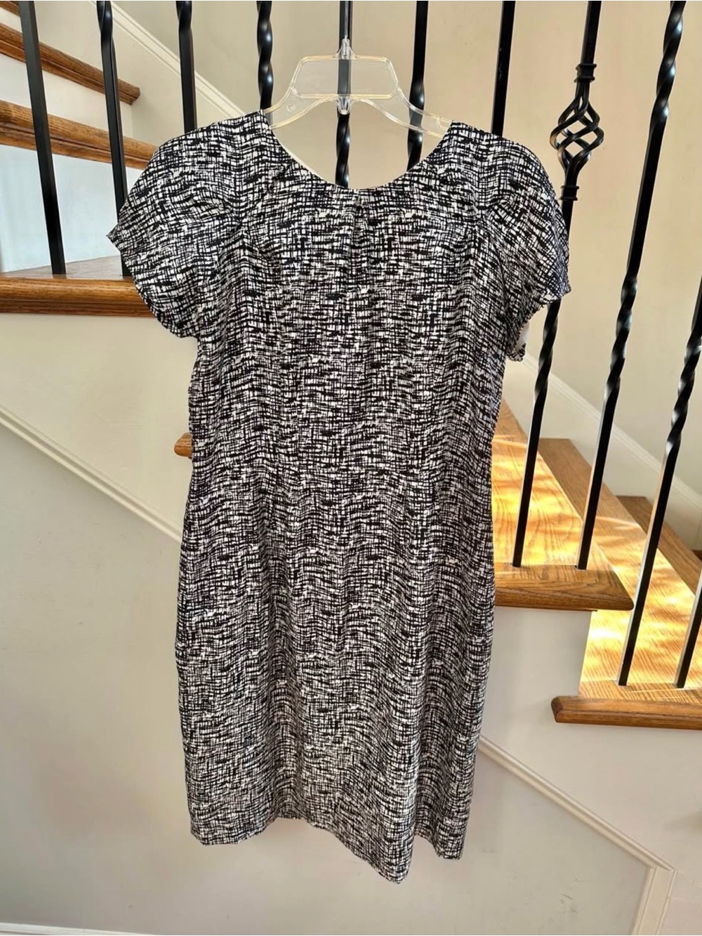 Banana Republic Black & White Textured Midi Dress